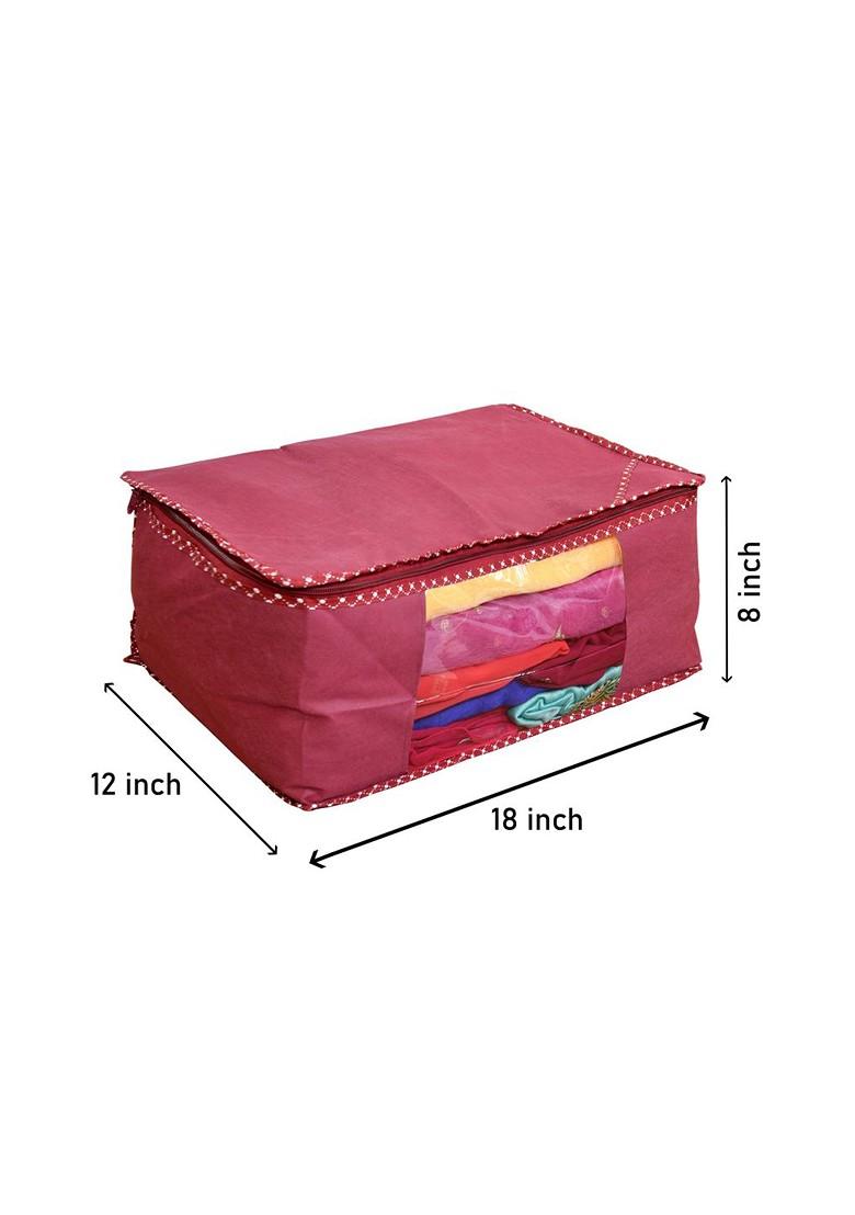 Set Of 2 Black And Maroon Printed Saree Organiser