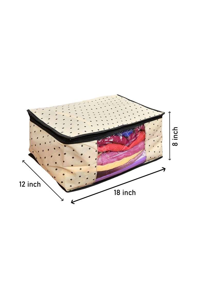 Set Of 2 Beige And Pink Printed Saree Organisers - Indya
