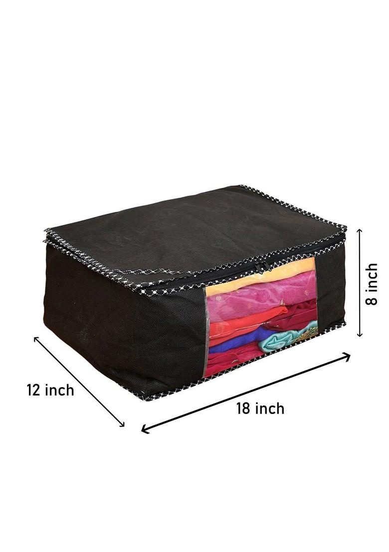 Set Of 2 Black Solid Saree Organisers