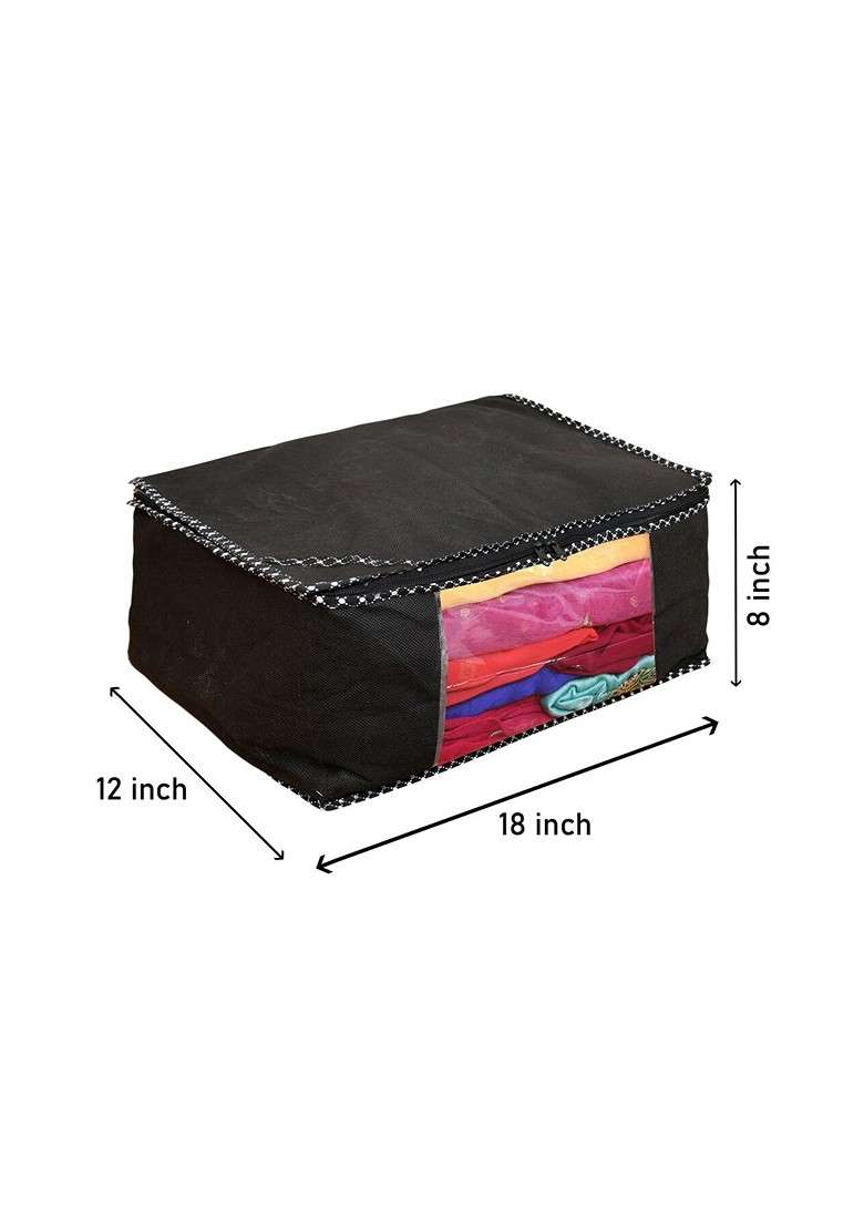 Set Of 8 Black Solid Saree Covers - Indya