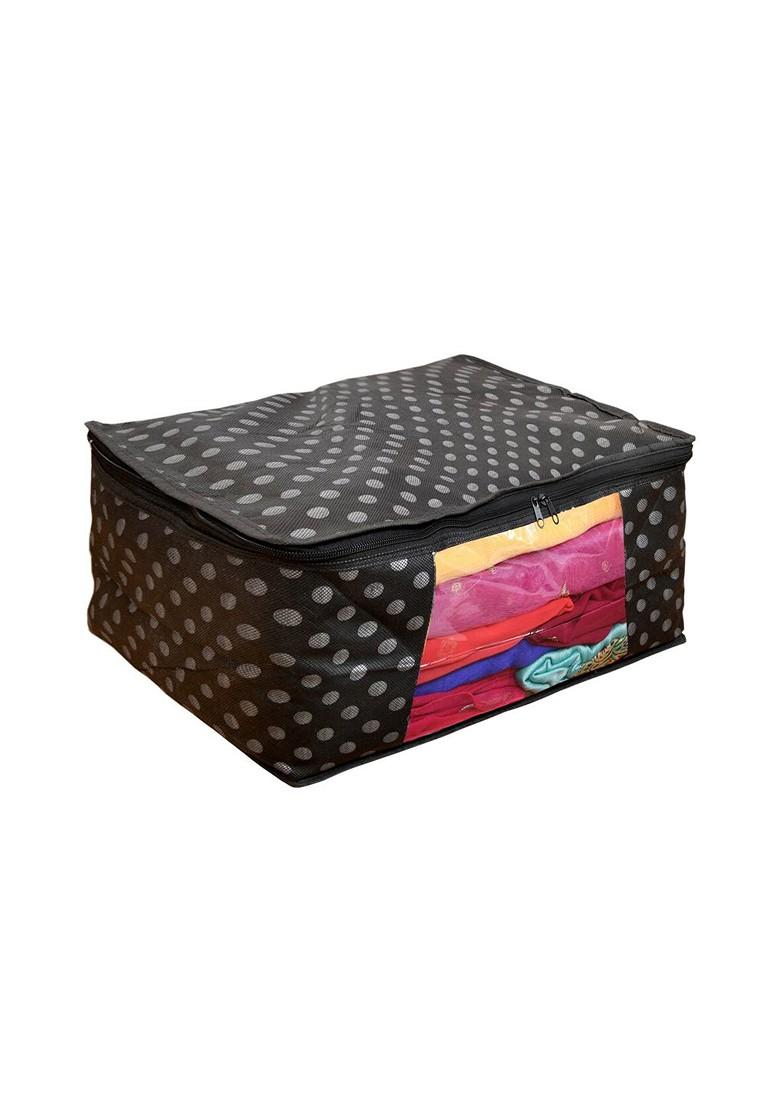 Set Of 5 Black Printed Saree Covers