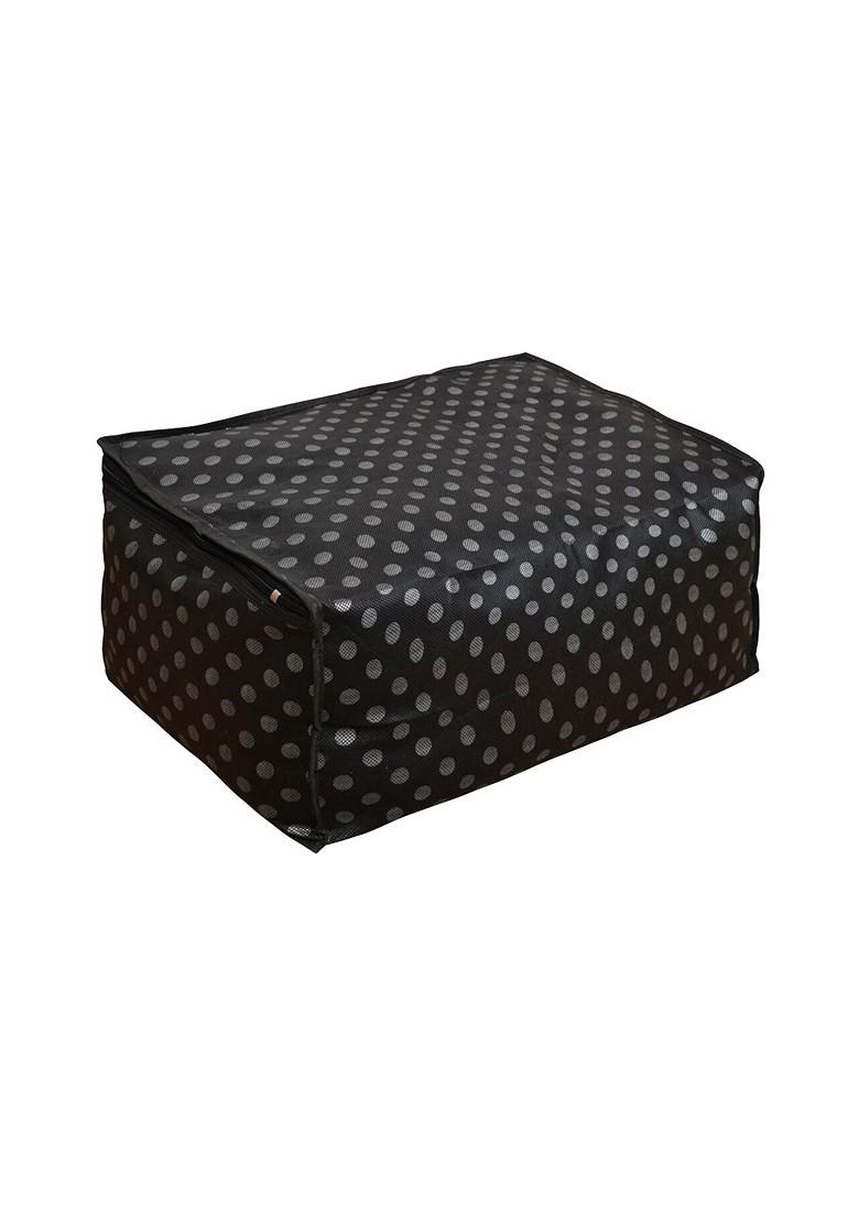 Set Of 2 Cream Coloured Polka Dot Printed Saree Covers