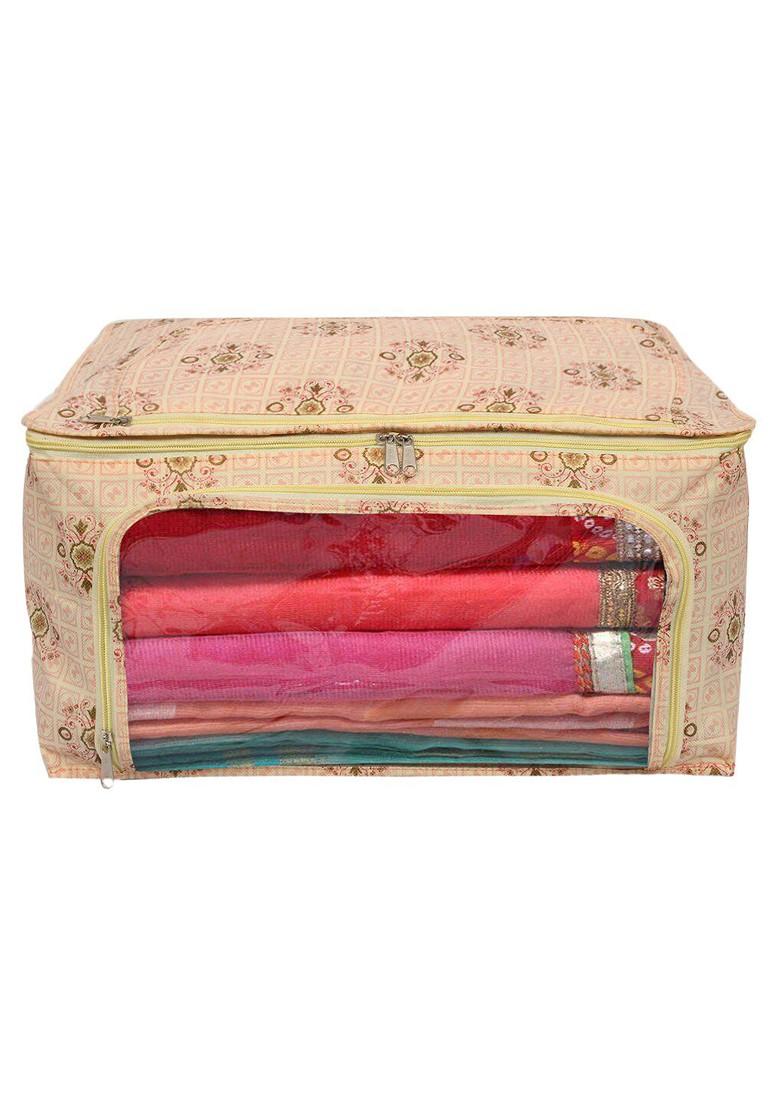 Set Of 3 Pink Floral Printed Saree Cover