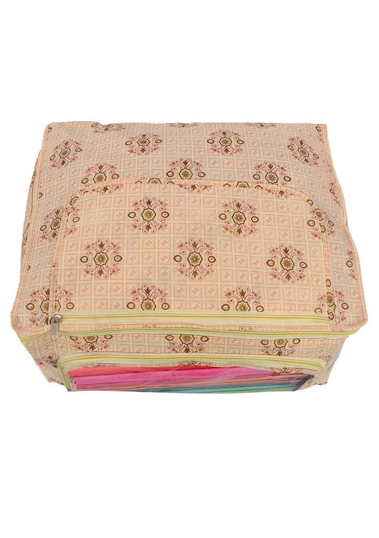 Set Of 3 Pink Floral Printed Saree Cover - Indya