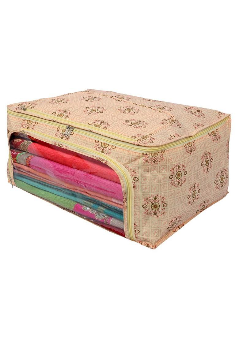 Set Of 3 Pink Floral Printed Saree Cover