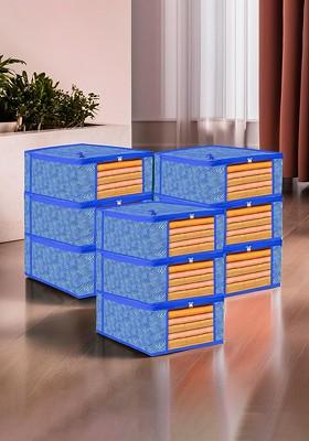 Set Of 9 Blue Transparent Window Saree Cover Organiser