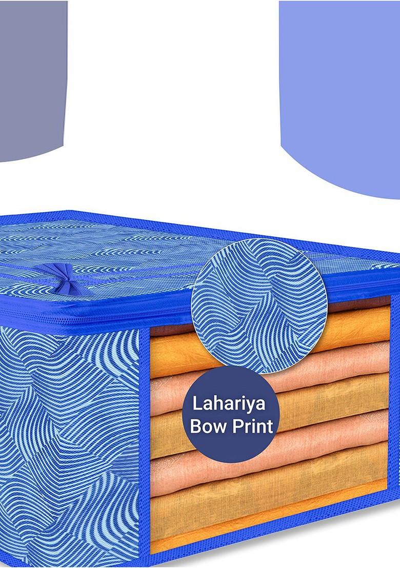 Set Of 9 Blue Transparent Window Saree Cover Organiser