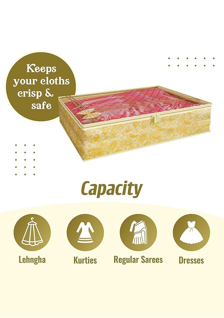 Set Of 7 Yellow Non Woven Saree Cover Organisers