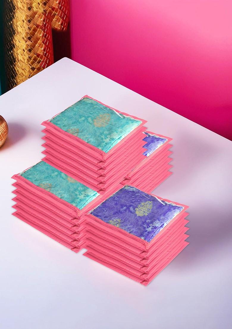 Pink 24 Pieces Non Woven Saree Cover Organisers