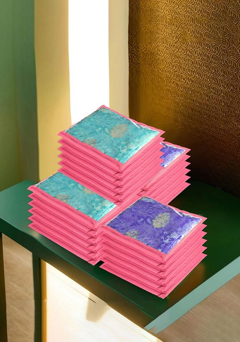 Pink 24 Pieces Non Woven Saree Cover Organisers