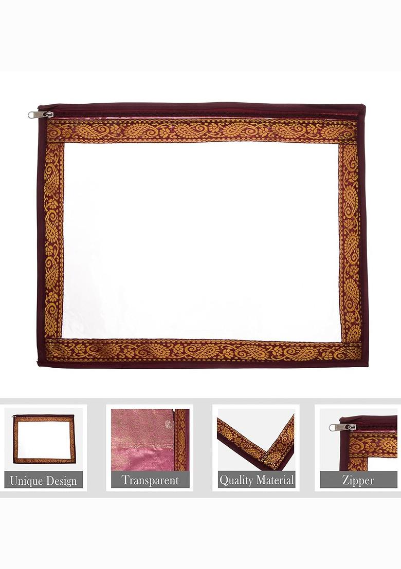 Set Of 12 Maroon Saree Cover Organisers