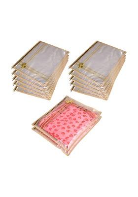 Set Of 12 Gold Toned Reusable Drawer Saree Cover Organisers