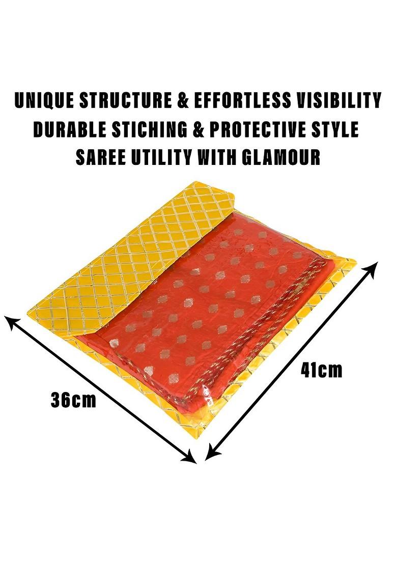 Yellow And Gold Toned 6 Pieces Saree Cover Organisers