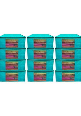 Blue Set Of 12 Regular Wardrobe Drawer Saree Cover Organisers
