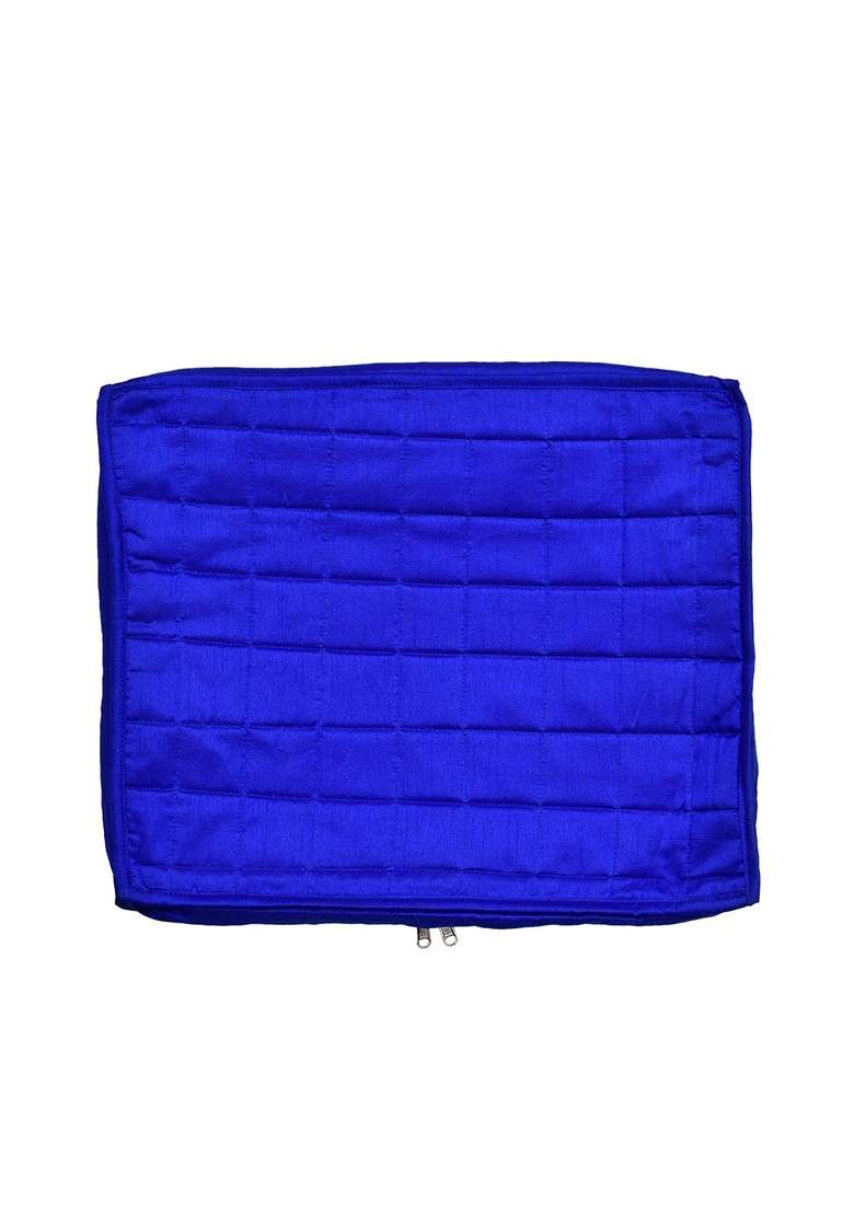 Set Of 12 Blue And Transparent Solid Silk Single Packing Saree Cover Organizers - Indya