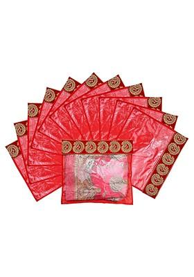 Set Of 12 Zari Border Flip Single Packing Saree Cover Organizers