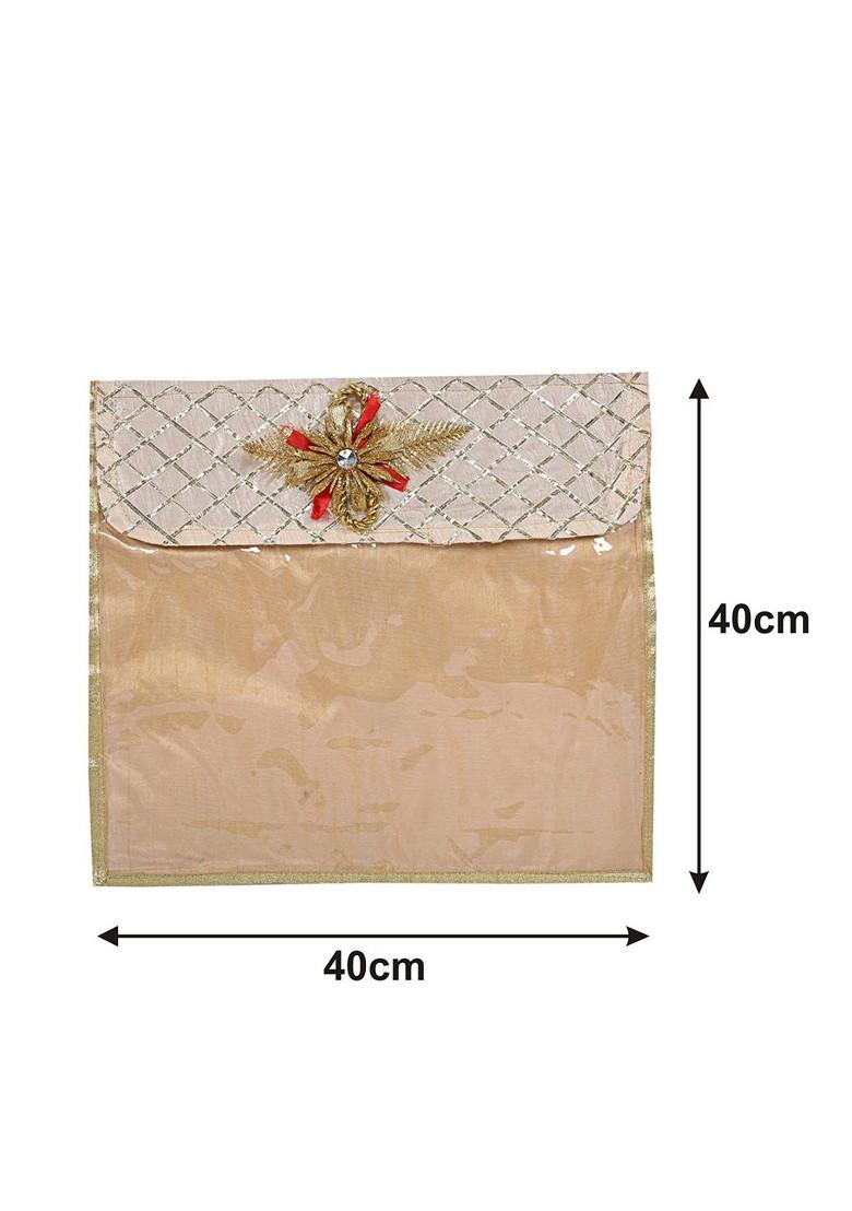 Set Of 12 Gold Coloured Solid Single Packing Saree Cover Organizer