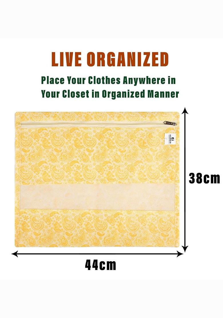 Yellow 15 Pieces Reusable Saree Cloth Bag Organisers