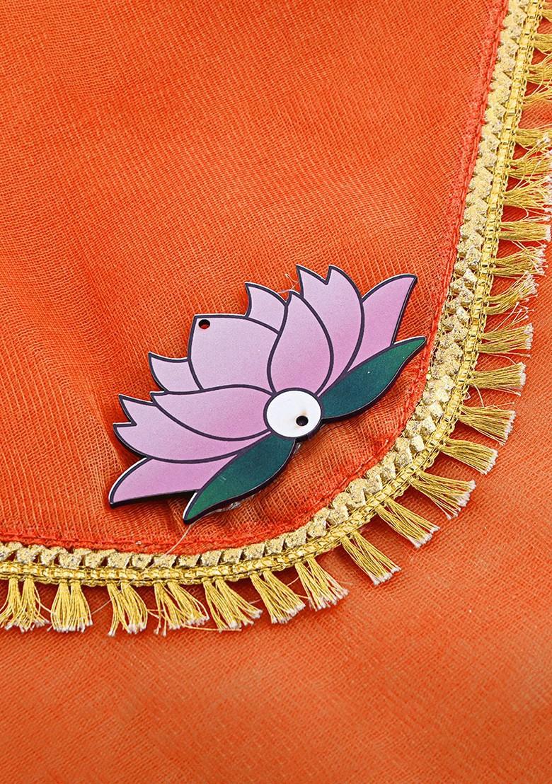 Orange Colored 6 Pieces Printed Saree Covers Organisers With Flap Closure