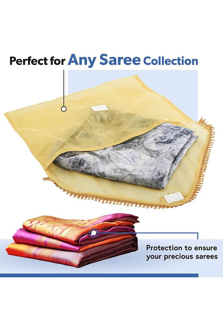 Pink 8 Pieces Printed Saree Covers Organisers With Flap Closure