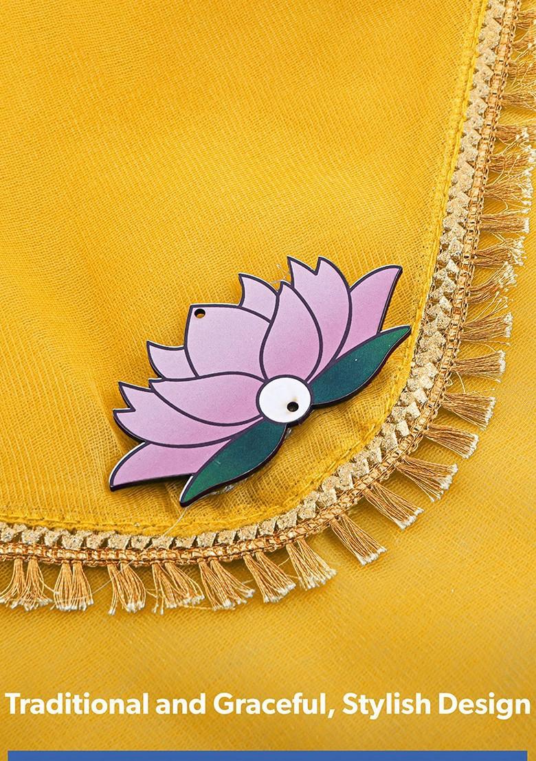 Yellow 2 Pieces Printed Saree Covers Organisers With Flap Closure