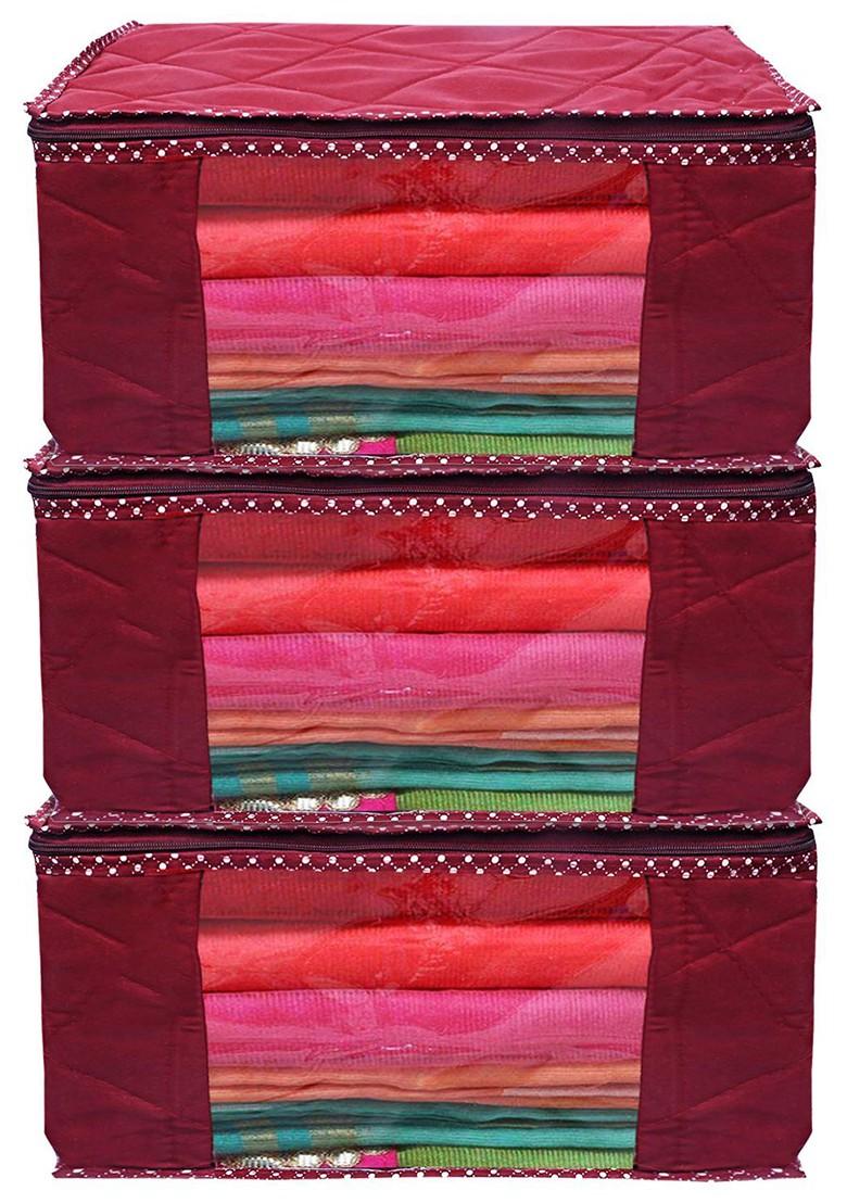 Maroon Set Of 3 Regular Multi Utility Organisers