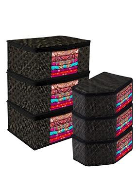 Black 6 Pieces Dot Printed Regular Multi Utility Organisers