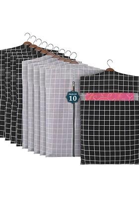 Grey And Black Set Of 10 Regular Cotton Multi Utility Organisers