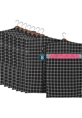 Black Set Of 8 Regular Cotton Hanging Sareecover Multi Utility Organisers