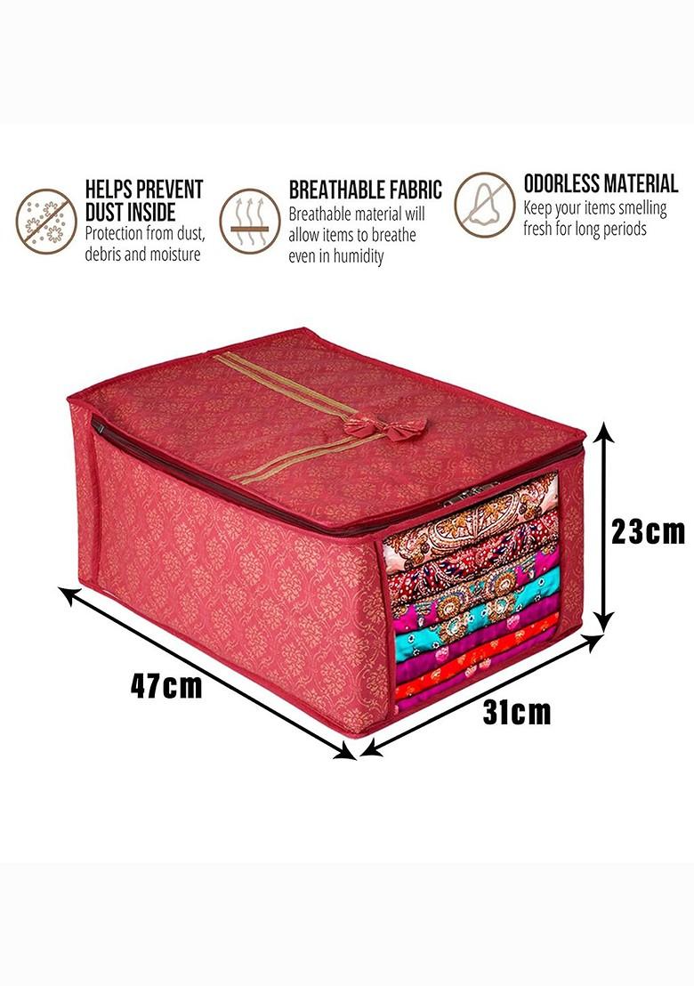 Maroon And Gold Toned 9 Pieces Regular Saree Organisers