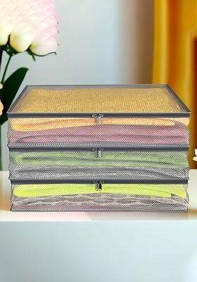 Grey And Black 3 Pieces Regular Saree Organisers