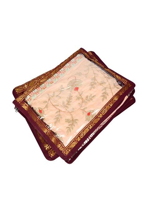 Maroon And Gold Toned 2 Pcs Reusable Drawer Organiser Organisers