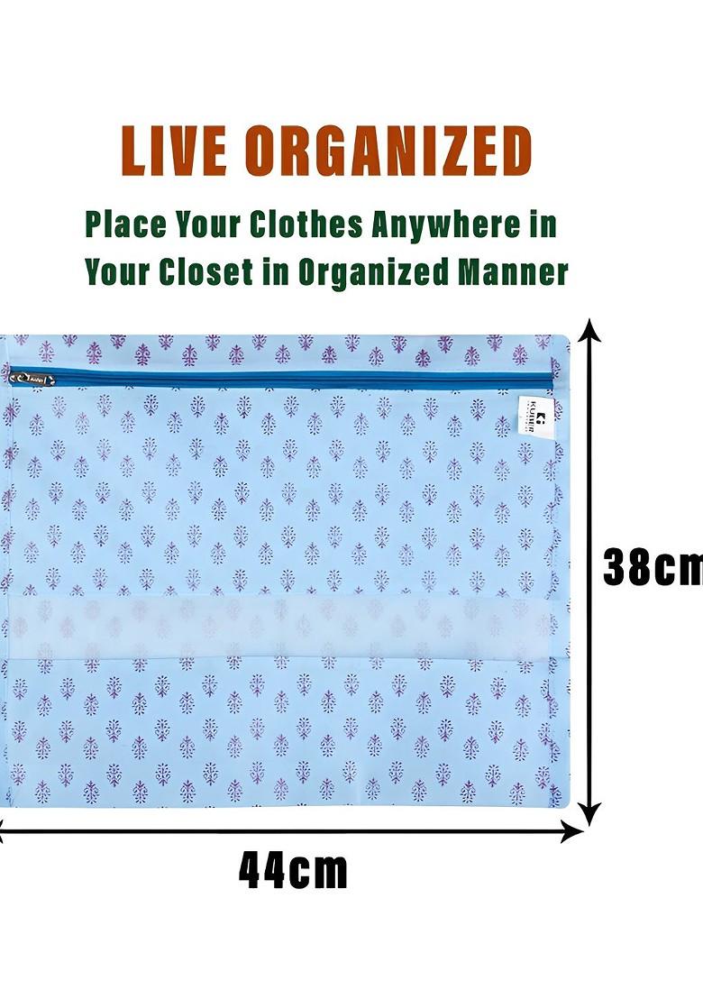 Blue 25 Pieces Printed Reusable Saree Organisers