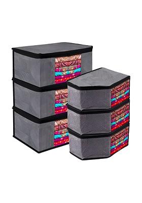 Grey And Black 6 Pieces Reusable Multi Utility Organisers