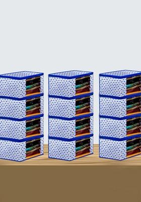 Blue 12 Pieces Foldable Non Woven Saree Covers