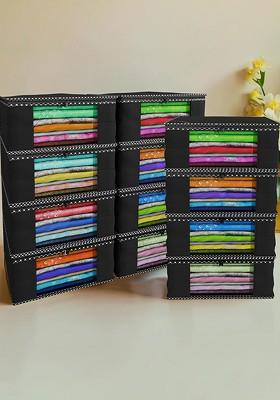 Black 12 Pieces Non Woven Foldable Saree Covers