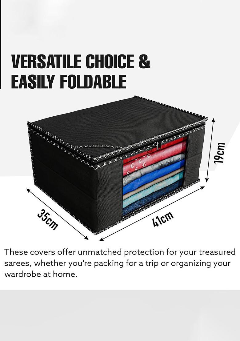 Black 12 Pieces Non Woven Foldable Saree Covers