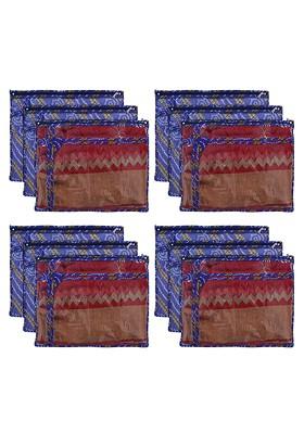 Set Of 12 Blue Printed Pvc Saree Organiser Covers