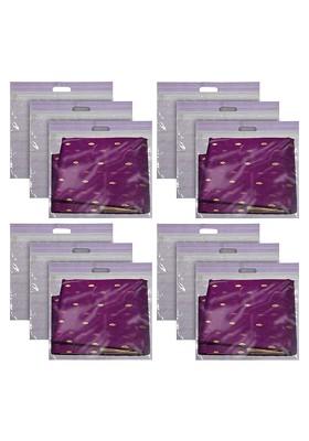 Set Of 12 Purple Transparent Single Saree Covers