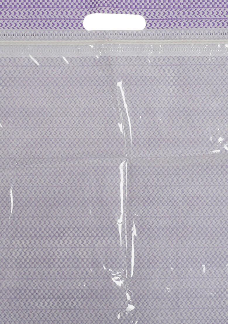 Set Of 12 Purple Transparent Single Saree Covers