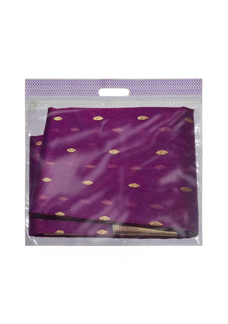 Set Of 12 Purple Transparent Single Saree Covers