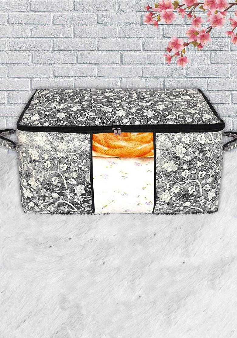 Set Of 4 Black And White Printed Saree Covers