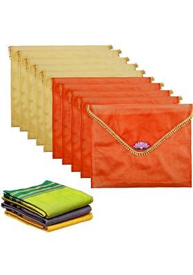 Orange Colored 10 Pieces Saree Covers Organisers With Flap Closure