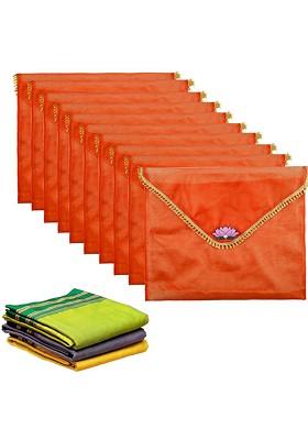 Orange Colored 10 Pieces Saree Covers Organisers With Flap Closure