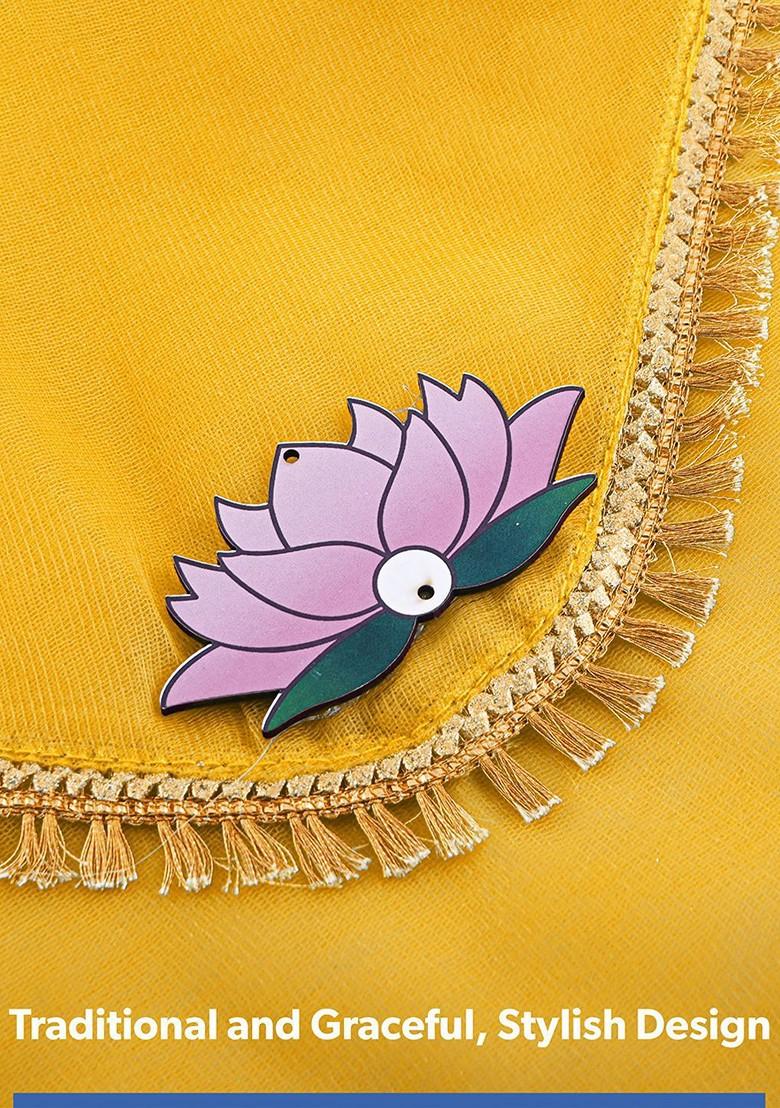 Yellow And Pink 10 Pieces Printed Saree Covers Organisers With Flap Closure