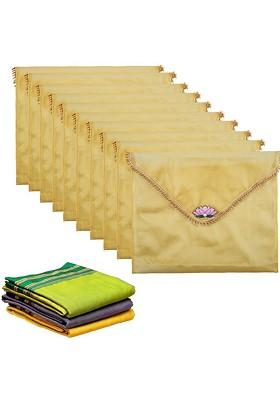 Gold Toned 10 Pieces Printed Saree Covers Organisers With Flap Closure