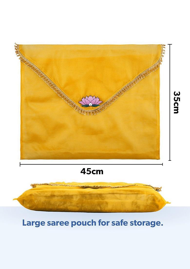 Orange Colored 10 Pieces Printed Saree Covers Organisers With Closure