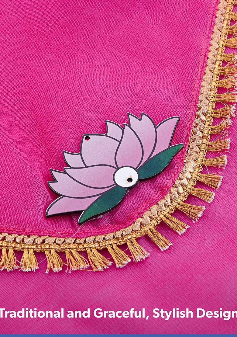 Pink And Gold Toned Printed Saree Covers Organiser With Flap Closure