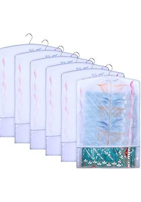 Grey And Transparent Set Of 6 Printed Hanging Saree Covers