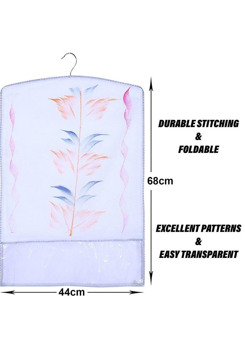 Grey And Transparent Set Of 6 Printed Hanging Saree Covers